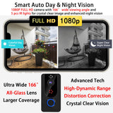 Wi-Fi Video Doorbell - 16ft Night Vision
